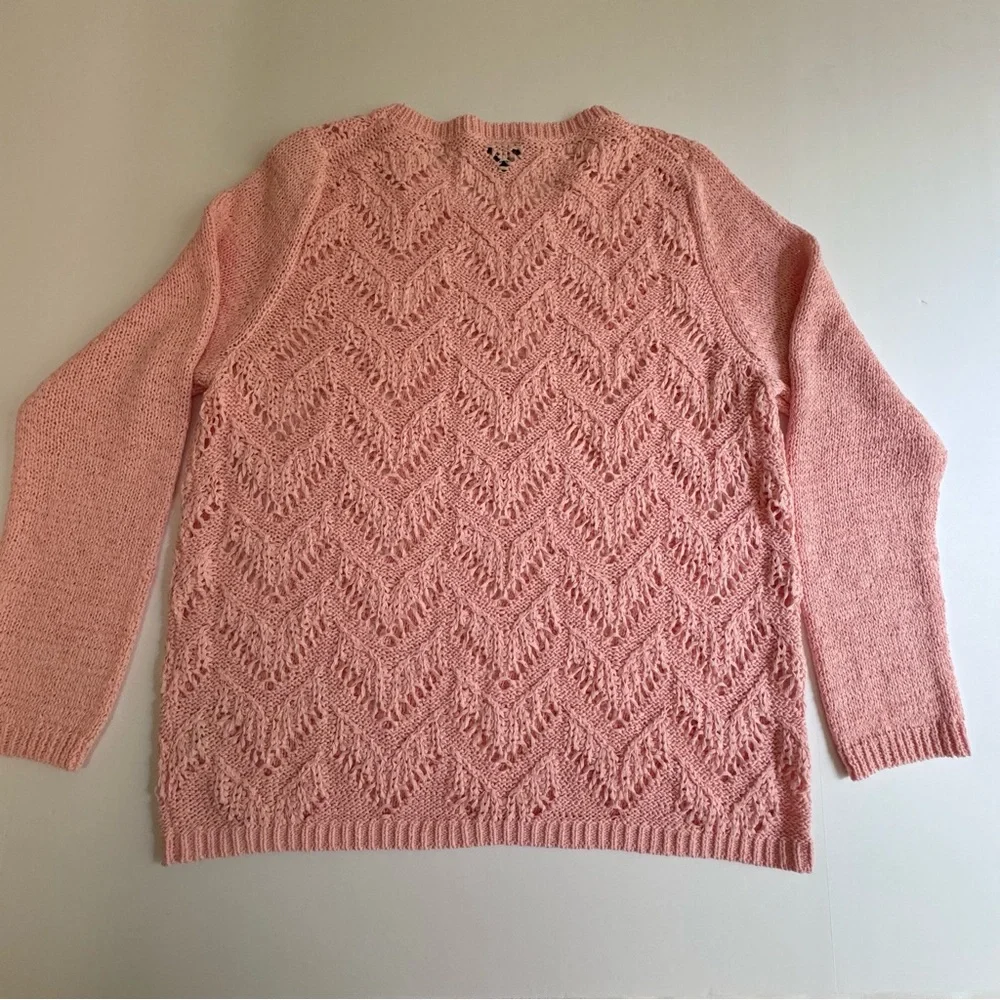 Talbots Scallop Pink Pointelle Crewneck Sweater LP Cotton Blend - Picture 10 of 16